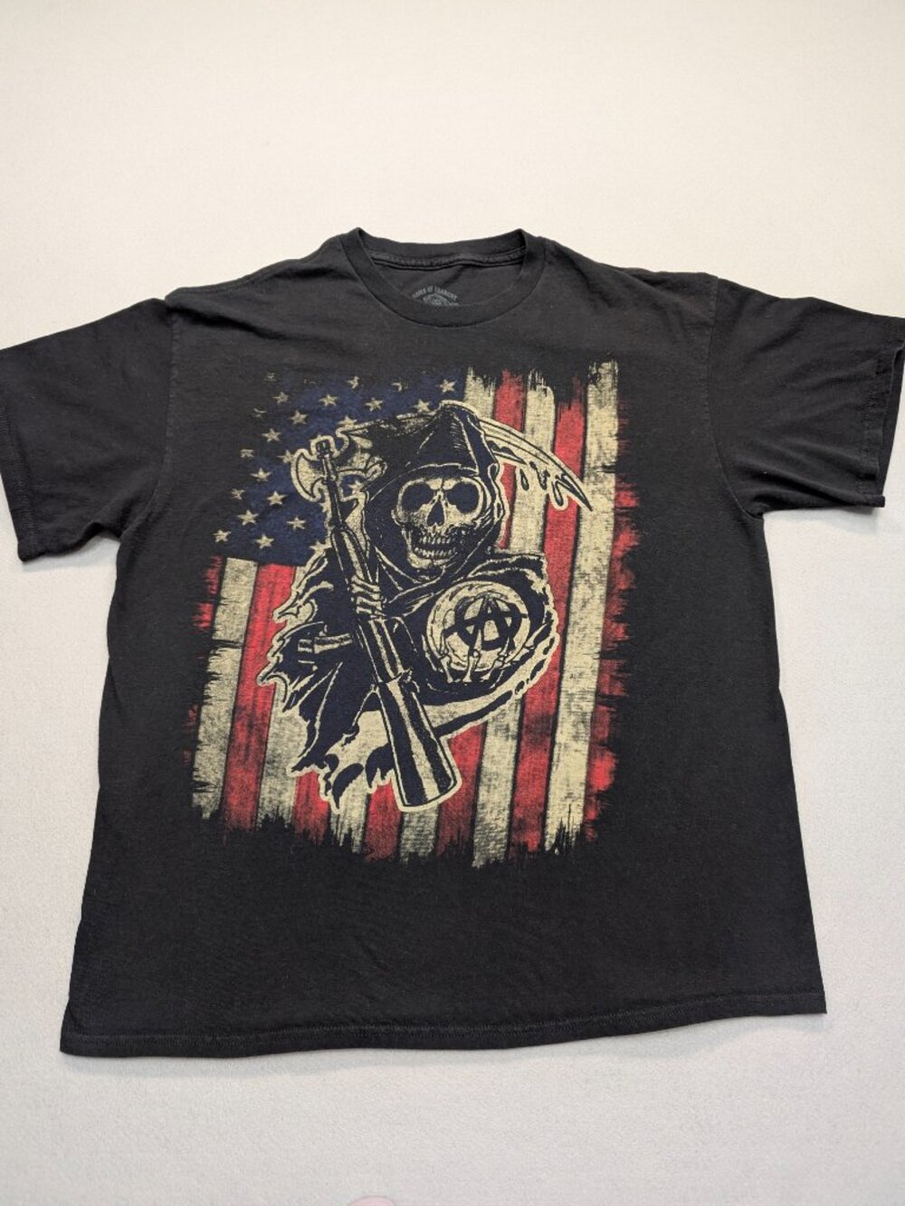 Sons Of Anarchy Grim Reaper American Flag Graphic Tee XL